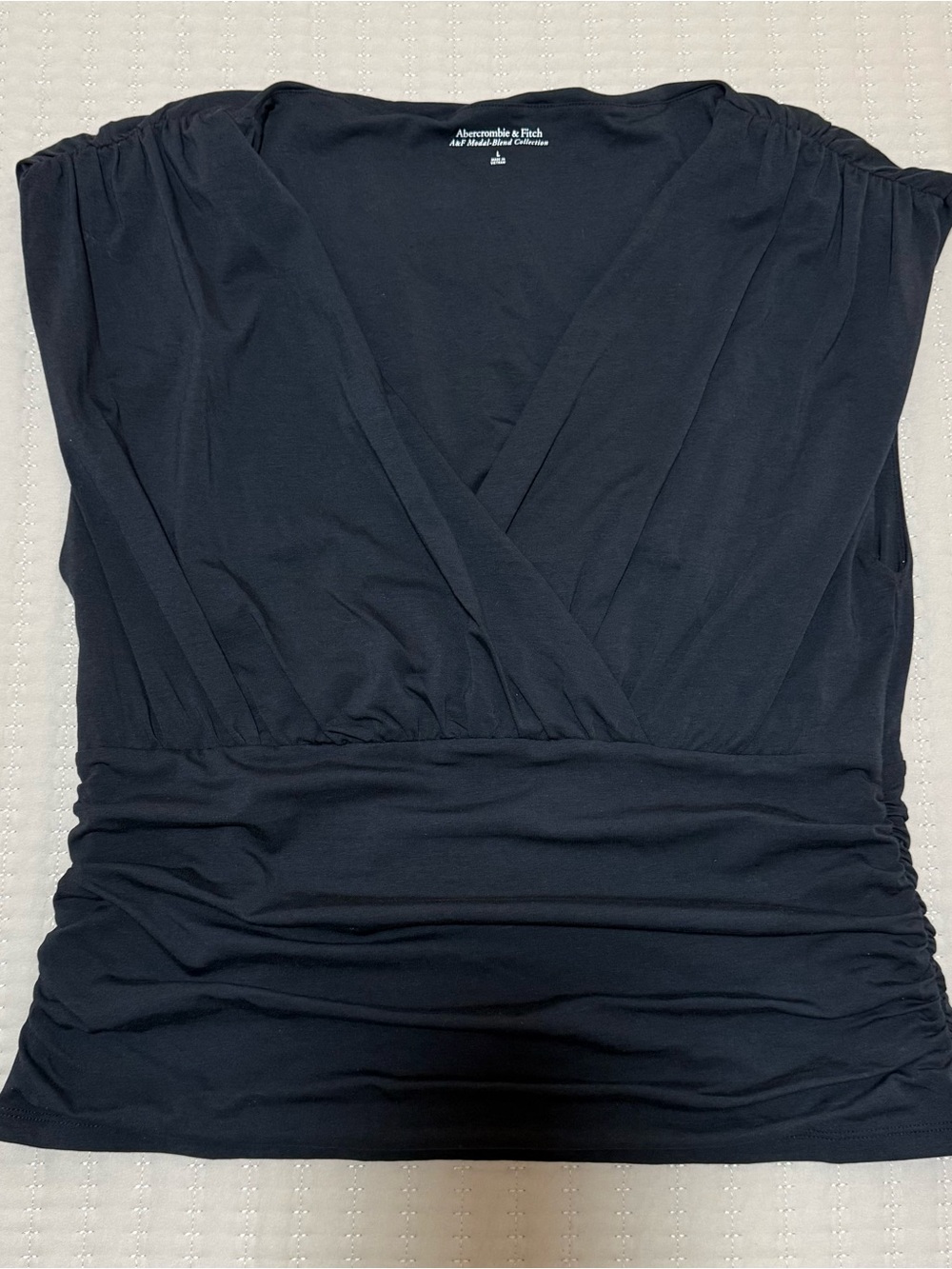 Abercrombie & Fitch Black Wrap-Style Ruched Waist Top